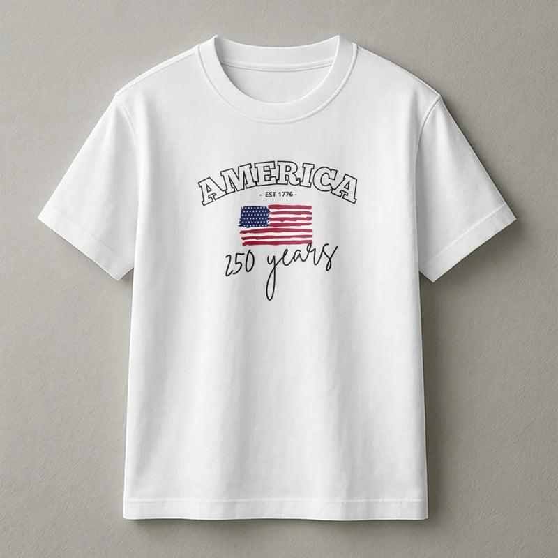 America 250 Years T-Shirt | Vintage 1776 American Flag Commemorative Design | Soft Breathable Cotton Tee | Patriotic Gift for History Lovers