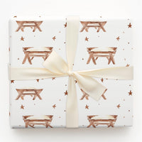 Watercolor Christian Christmas Gift Wrap, Nativity Manger Wrapping Paper, Religious Holiday Wrapping Paper, Faith Church Gift Wrap Roll
