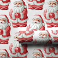 Retro Christmas Gift Wrap, Vintage Santa Claus Wrapping Paper, Nostalgic Holiday Wrapping Paper, Classic Santa Figure Gift Wrap Roll