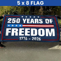 250 Years Of Freedom 1776-2026 House Flag | Double-Sided Patriotic Design | Weather-Resistant Polyester | 4th Of July Commemorative Gift