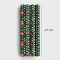 Green Sports Shelf Gift Wrap, Santa Baseball Christmas Wrapping Paper, Holiday Baseball Wrapping Paper, Fan Xmas Present Wrapping Paper