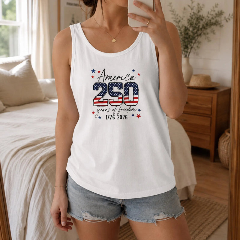 USA 250th Anniversary Tank Top | America 250 Years of Freedom 1776-2026 | Soft Breathable Patriotic Summer Wear | Independence Day 4th of July Gift for Men Women