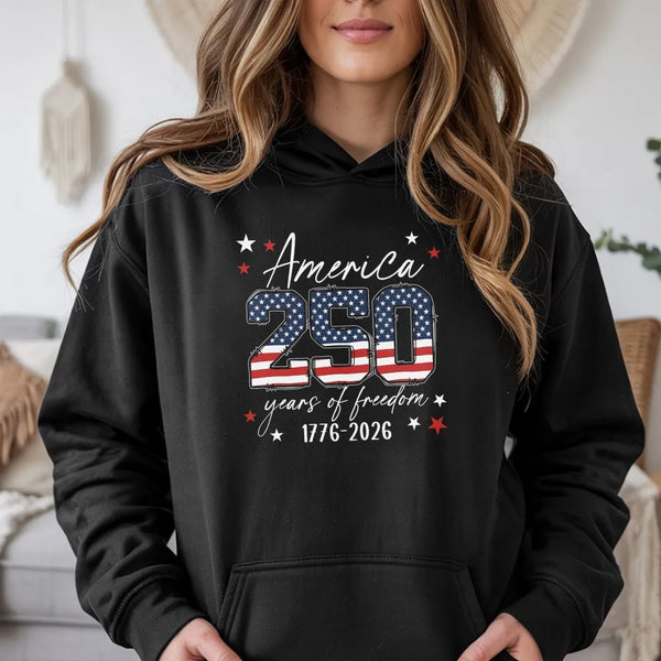 Patriotic 250 Years of Freedom Sweatshirt | American Flag 1776-2026 Design | Unisex Crewneck Pullover | USA Sestercentennial Collector's Gift