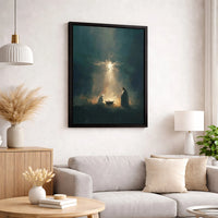 Holy Family Birth of Jesus Wall Art, Nativity Scene Star of Bethlehem Poster, Painterly Sacred Art Print, Christmas Christian Decor