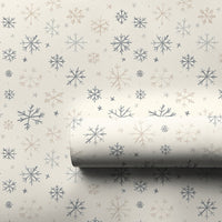 Neutral Winter Gift Wrap, Muted Snowflake Wrapping Paper, Minimalist Blue Beige Wrapping Paper, Elegant Christmas Holiday Wrapping Paper