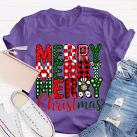 Festive Holiday Graphic T-Shirt, Merry Christmas Plaid Snowflakes Shirt, Buffalo Plaid Christmas Tee, Winter Season Womens Apparel
