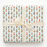 Adorable Cartoon Elves Gift Wrap, Christmas Elf Wrapping Paper, Whimsical Holiday Marching Elf Paper, Festive Kids Gift Wrapping Paper