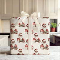 Tattooed Santa Christmas Wrapping Paper, Cool Sunglasses Santa Wrapping Paper, Edgy Holiday Gift Wrap, Fun Xmas Gift Wrapping Paper Roll