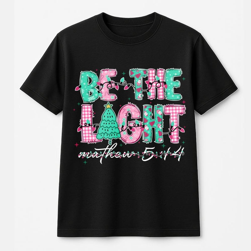 Matthew 5:14 Bible Verse Tee, Be the Light Christmas T-Shirt, Christian Holiday Faith Graphic Shirt, Scripture Jesus Church Present