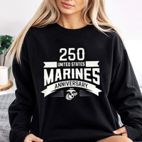 USMC 250th Anniversary Sweatshirt | 250 Years United States Marines Graphic | Premium Cotton Blend Crewneck | Military Veteran Gift for Men and Women