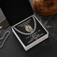 Polished Stainless Steel Chain Necklace, Otterly in Love Cuban Link Chain Necklace, Romantic Christmas Message Card Present for Boyfriend