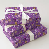 Luxury Ornament Holiday Wrapping Paper, Purple and Gold Christmas Wrapping Paper, Elegant Bauble Wrapping Paper, Festive Winter Gift Wrap
