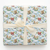 Watercolor Snowy Urban Street Gift Wrap, Winter City Christmas Wrapping Paper, Isometric Cityscape Wrapping Paper Roll, Holiday Present Wrap