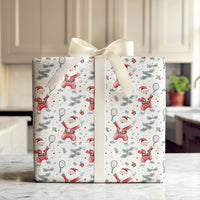 Sports Holiday Gift Wrap, Tennis Santa Christmas Wrapping Paper, Santa Claus Tennis Present Paper, Festive Tennis Player Present Wrap Roll