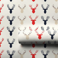 Modern Rustic Deer Gift Wrap, Reindeer Silhouette Christmas Wrapping Paper, Festive Winter Wrapping Paper, Holiday Season Present Wrap
