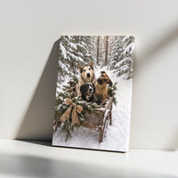 Winter Dog Wall Art, Dogs in Snow Sleigh Canvas, Christmas Dogs Snowy Forest Canvas Print, Holiday Dog Lover Wall Decor, Festive Pet Present