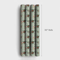 Vintage Baseball Gift Wrap, Baseball Santa Wrapping Paper, Sage Green Holiday Wrapping Paper, Sports Fan Christmas Gift Wrap Roll