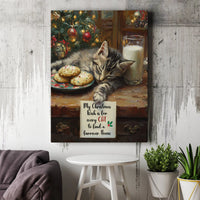 My Christmas Wish Quote Canvas, Sleeping Kitten Christmas Canvas Art, Adorable Cat Holiday Wall Art, Kitten Canvas Print, Cat Lover Xmas Present