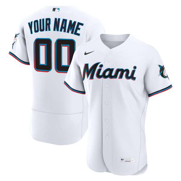 Miami Marlins Nike White Home Authentic Custom Jersey