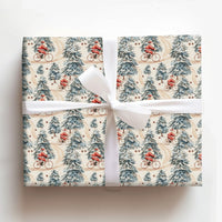 Vintage Cycling Christmas Gift Wrap, Santa Biking in Snowy Forest Wrapping Paper, Bicycle Holiday Wrapping Paper, Cyclist Gift Wrap