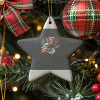 Patriotic Bald Eagle Xmas Ornament, American Flag Eagle Star Ceramic Ornament, US Flag Holiday Tree Ornament, Star Shaped Christmas Present