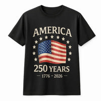 America 250 Years T-Shirt | Vintage Flag 1776-2026 Commemorative Design | Soft Breathable Cotton | Patriotic Gift for History Fans