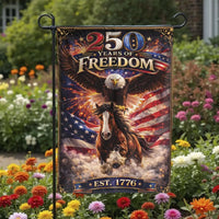 Patriotic Eagle Horse Garden Flag | 250 Years of Freedom Americana Art | Double-Sided Weather-Resistant Polyester | Gift for Americana Collectors