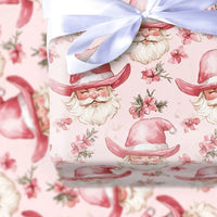Western Christmas Gift Wrap, Pink Cowboy Santa Wrapping Paper, Retro Cowgirl Santa Wrapping Paper, Whimsical Holiday Present Wrap Roll