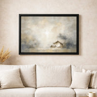 Watercolor Star of Bethlehem Canvas, Nativity Scene Canvas Wall Art, Religious Christmas Canvas Print, Christian Holiday Wall Art Decor