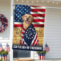 Golden Retriever American Flag Garden Flag | 250 Years of Freedom Patriotic Design | Double-Sided Outdoor Decor | Dog Lovers Gift