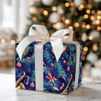 Jazz Music Holiday Gift Wrap, Saxophone Christmas Wrapping Paper, Watercolor Instrument Wrapping Paper, Musician Festive Winter Gift Wrap