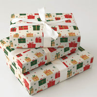 Red Green Gold Holiday Gift Wrap, Christmas Gift Box Wrapping Paper, Festive Present Pattern Wrapping Paper, Winter Holiday Gift Wrap Roll
