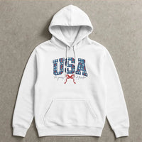 USA 250 Years of Freedom Hoodie | Patriotic Star-Filed Varsity Lettering with Coquette Bow | Soft Cotton-Blend Pullover | Gift for America 250th Aniversary