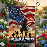 Veterans Day Garden Flag | 250 Years of Freedom Eagle & US Flag Design | Double-Sided Polyester | Patriotic Military Tribute Gift