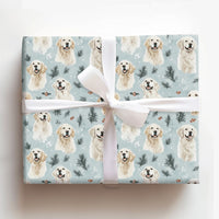 Winter Snowflake Dog Holiday Gift Wrap, Golden Retriever Christmas Wrapping Paper, Pine Berry Dog Lover Present Paper, Festive Gift Wrap