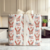 American Flag Holiday Gift Wrap, Patriotic Santa Christmas Wrapping Paper, USA Santa Claus Wrapping Paper, Patriotic Holiday Wrapping Paper