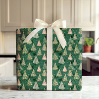 Forest Tree Holiday Gift Wrap, Watercolor Christmas Tree Wrapping Paper, Snowy Winter Wrapping Paper, Festive Xmas Gift Wrap Paper