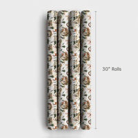 Rustic Watercolor Winter Wrapping Paper, Christmas Village Wrapping Paper, Comfy Pine Tree Gift Wrap, Reindeer Holiday Winter Wrapping Paper