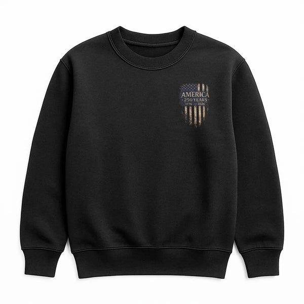 America 250 Years Sweatshirt | 1776-2026 Vintage Flag Graphic Design | Soft Cotton Polyester Blend | Patriotic Semiquincentennial Gift for History Lovers