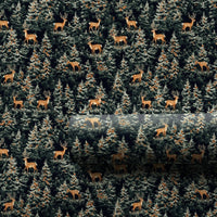 Rustic Deer Gift Wrap, Winter Woodland Wrapping Paper, Frosted Pine Wrapping Paper, Forest Stag Holiday Gift Wrap, Nature Christmas Paper
