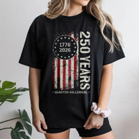 250 Years USA T-Shirt | Quarter Millennial 1776-2026 Distressed Flag | Premium Soft Cotton | Patriotic Collector's Gift