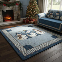 Comfy Winter Snowman Floor Rug, Snow Friends Area Rug, Christmas Living Room Carpet, Festive Holiday Seasonal Decor Present