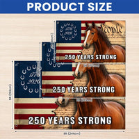 250 Years Strong American Horse Flag | 1776-2026 Patriotic Ranch Decor | Double-Sided UV-Resistant Polyester | Horse Lover Gift