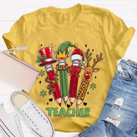 Reindeer Antlers Educator Graphic Tee, Christmas Pencil Deer Teacher Shirt, Festive Classroom Holiday T-Shirt, Teacher Xmas Present