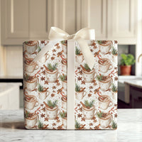 Comfy Winter Mug Gift Wrap, Hot Chocolate Christmas Wrapping Paper, Watercolor Cocoa Holiday Wrapping Paper, Festive Winter Present Paper
