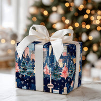 Snowy CN Tower Gift Wrap, Toronto Skyline Christmas Wrapping Paper, Night Cityscape Holiday Gift Wrapping Paper, Canada Winter Present Wrap