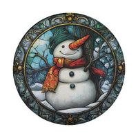 Vintage Winter Holiday Wheel Cover, Stained Glass Snowman Spare Tire Cover, Festive Christmas Tire Cover for Jeep SUV Car