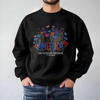 America 250 Years of Freedom Sweatshirt | Floral Butterfly Patriotic Design | Soft Cotton Polyester Blend | Gift for History Lovers