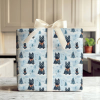 Winter Dog Gift Wrap, Scottish Terrier Wrapping Paper, Watercolor Christmas Wrapping Paper, Scottie Holiday Gift Wrap, Dog Present Paper