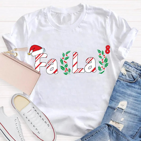 Fa La La Santa Hat Math Equations Shirt, Math Teacher Christmas T-Shirt, Humorous Holiday Mathematics Graphic Tee, Teacher Xm